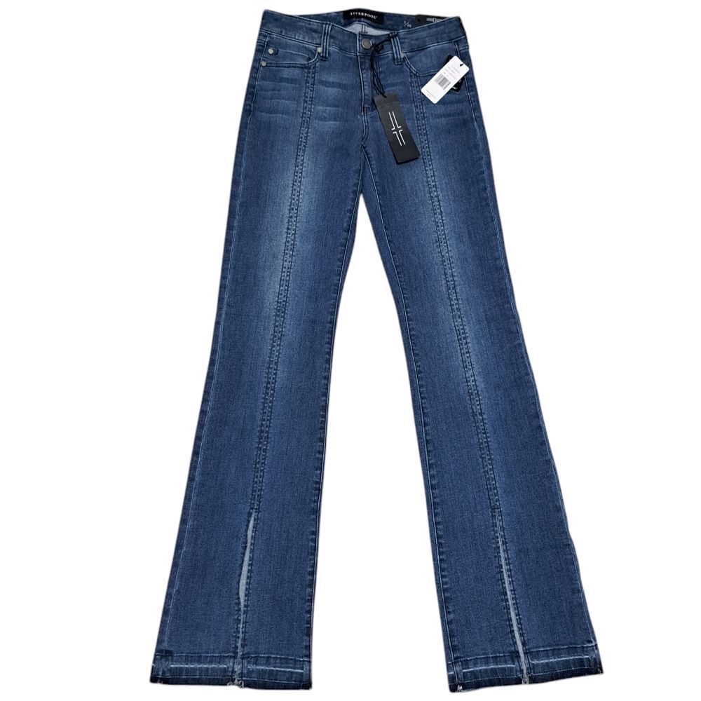 Liverpool Lucy Bootcut Split Stitch Raw Hem Montauk Mid Blue Size 2/26 NWOT